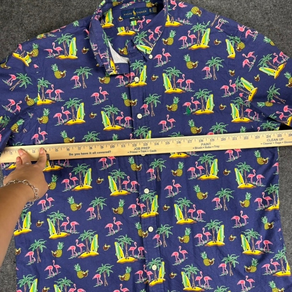 Ralph Lauren Mens XL Hawaiian Flamingo Pineapple Surfboard Classic Fit Shirt Y2K - Picture 6 of 9